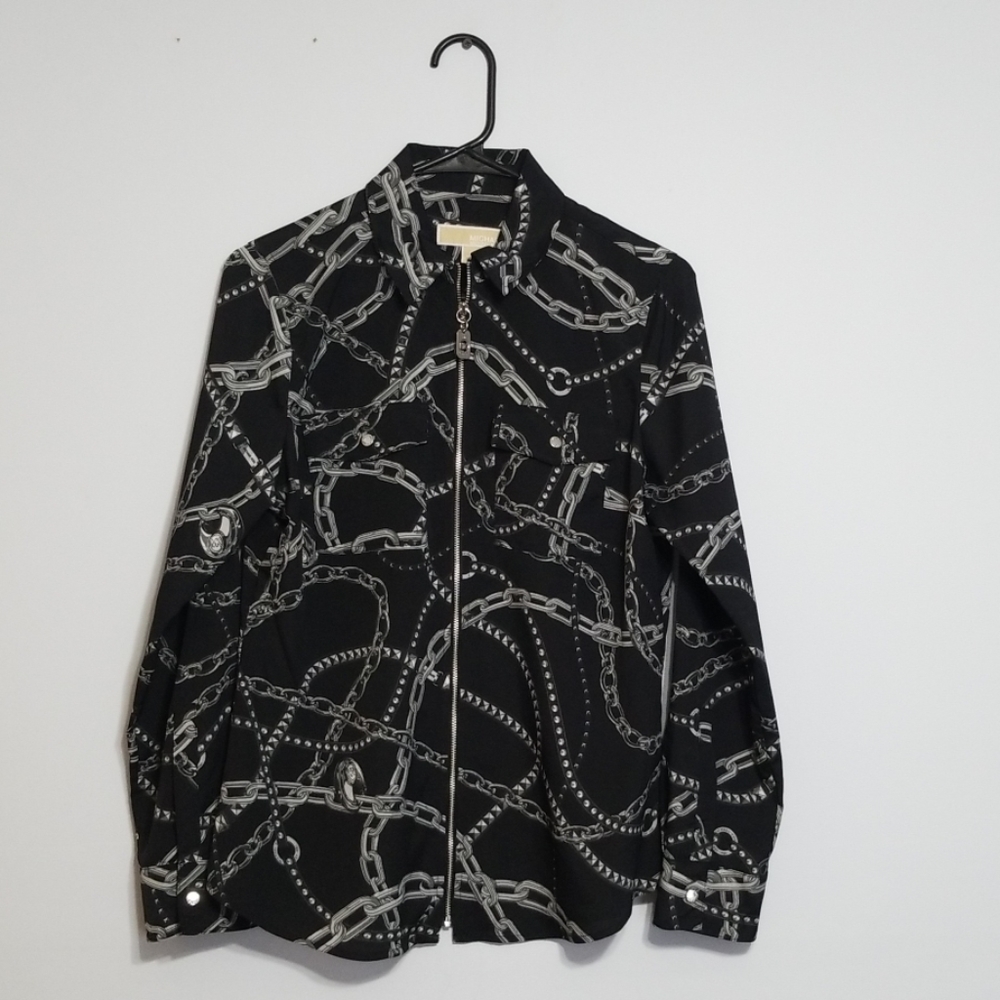 Micheal Kors Polyester Zip-up Shirt Medium